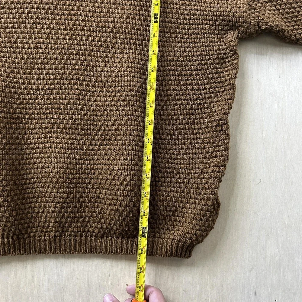 Vintage Sweater Womens Large Brown Crew Neck Waffle-Knit Dolman Sleeve Pullover - Picture 4 of 7